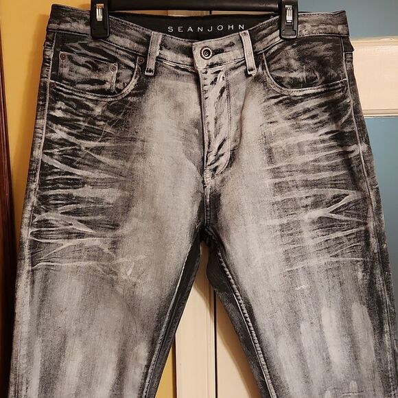 SeanJohn Gray Jeans "Athlete" Tapered w/ Stretch Size 36W 30L - Picture 2 of 9